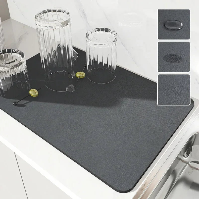 Coffee Machine Mat Kitchen Drain Mat Utensil Drying Mat Quick Drying Diatomaceous Earth Absorbent Placemat