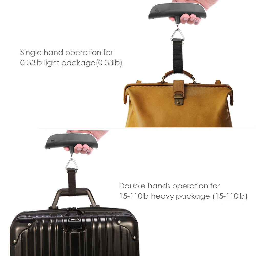 110Lb/50Kg Hanging Baggage Scale Digital Luggage Scale LCD Display Portable Suitcase Weighing Scale Travel Luggage Weight Scale