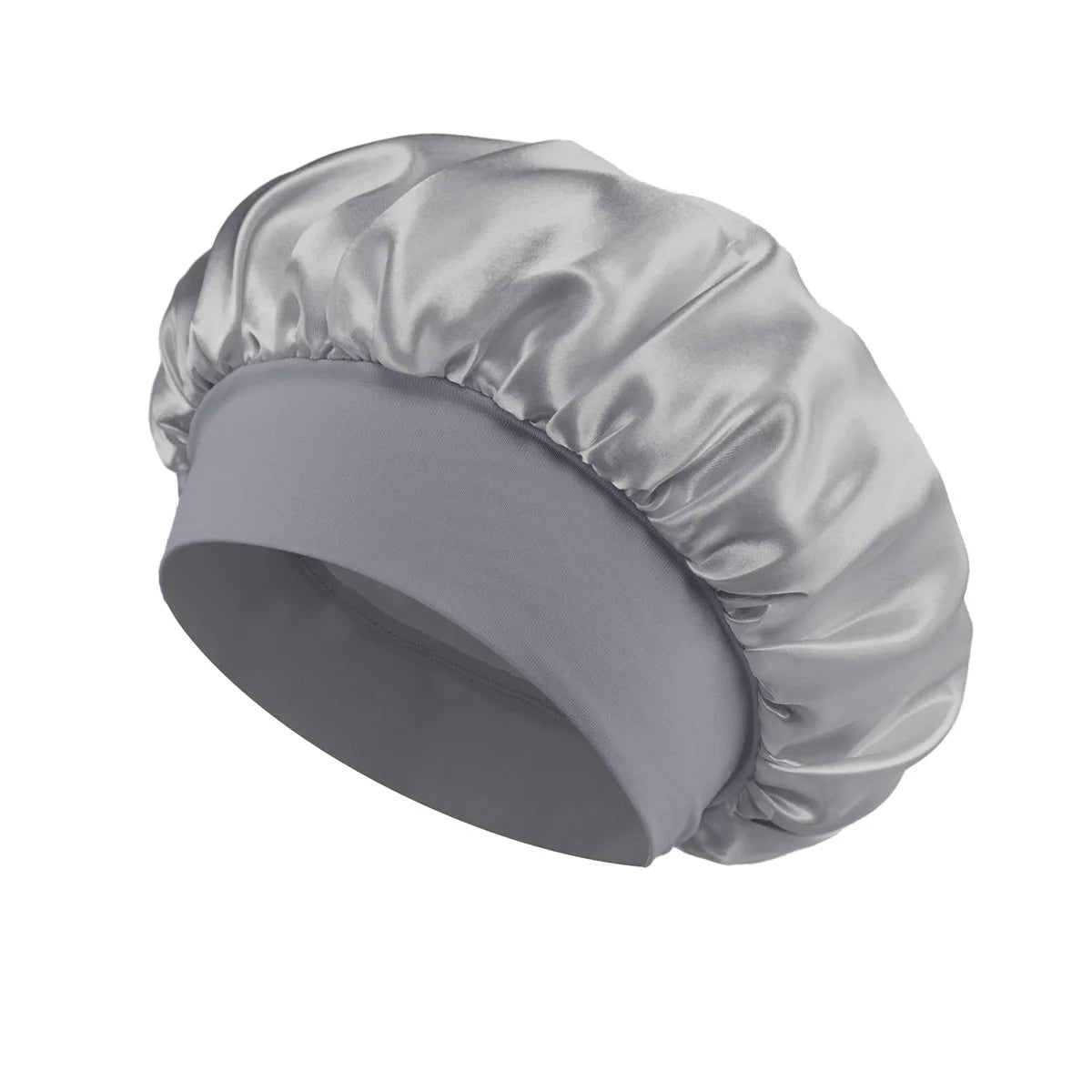 1PC Women's Satin Solid Bonnets Wide-brimmed Night Sleeping Bathing Hat Unisex Head Wrap Elastic Band Cap Hair Care Bonnet.