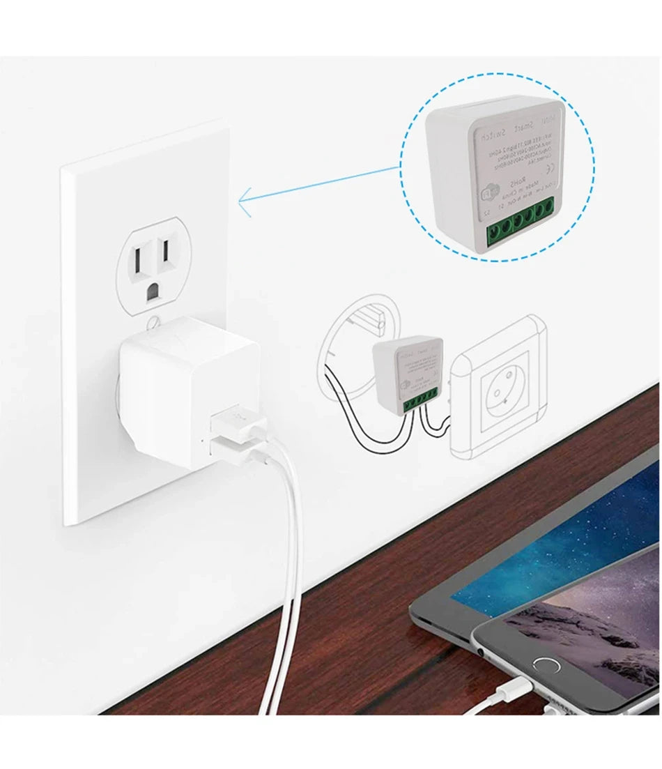 16A Mini Wifi DIY Light Switches Module 2-way Control Work With Tuya Smart Life Alexa Alice Google Home
