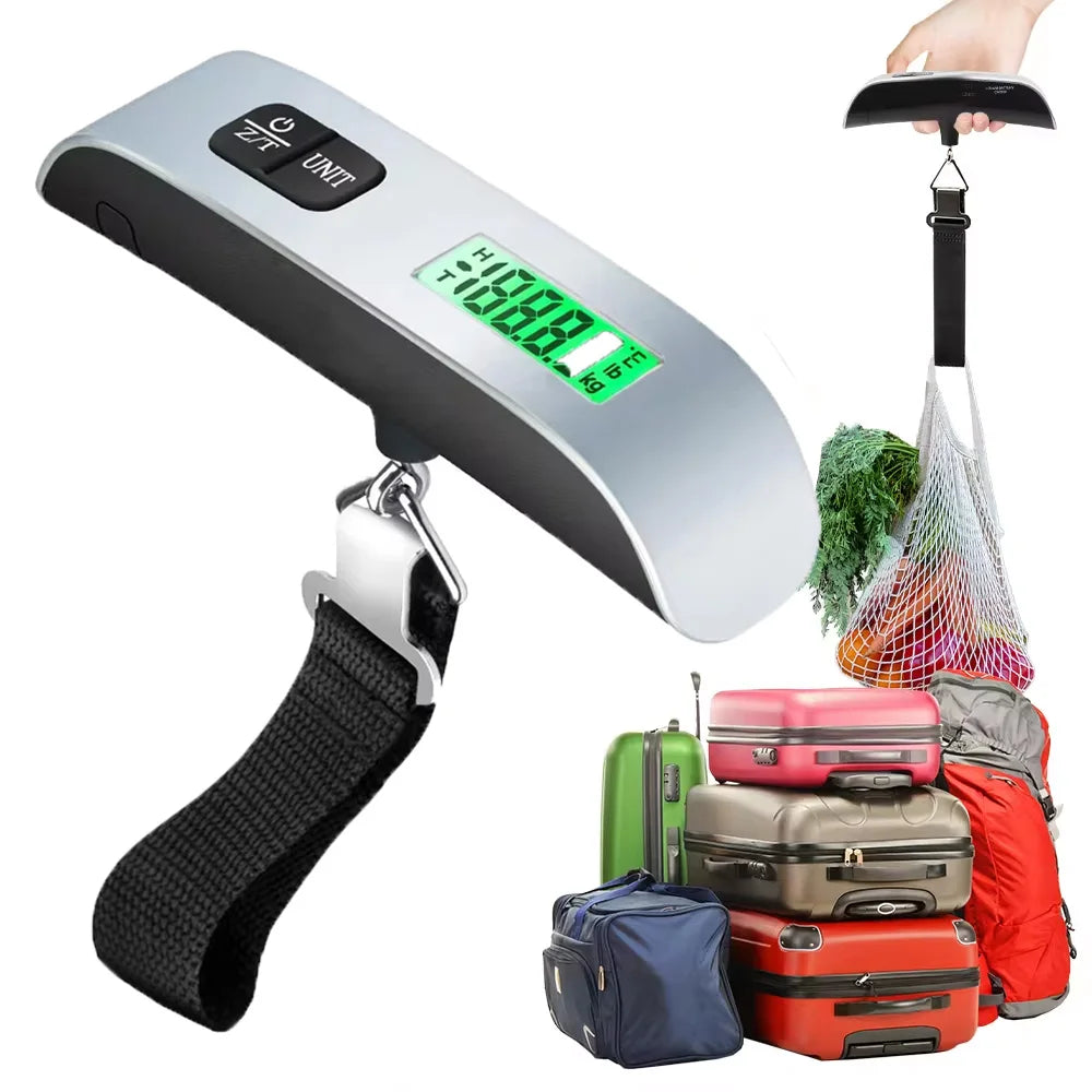 110Lb/50Kg Hanging Baggage Scale Digital Luggage Scale LCD Display Portable Suitcase Weighing Scale Travel Luggage Weight Scale