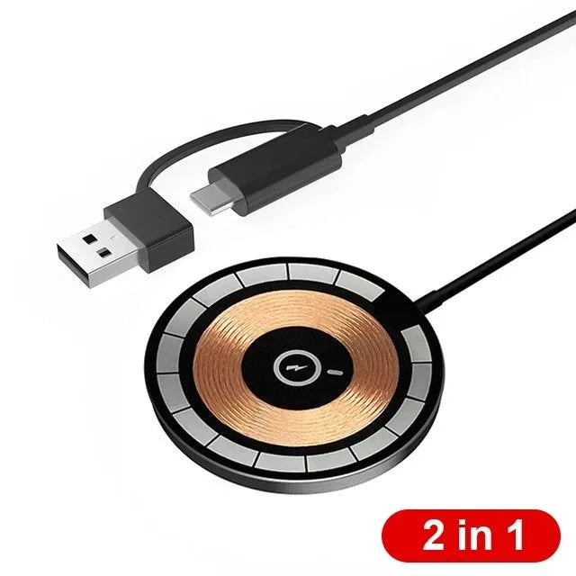 15W Magnetic Wireless Charger USB Type C Magnetic Fast Charging Pad Stand for iPhone 14 13 Pro Max Sumsang Xiaomi Huawei