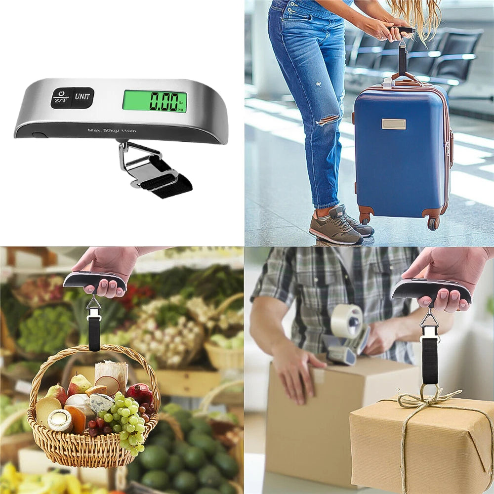 110Lb/50Kg Hanging Baggage Scale Digital Luggage Scale LCD Display Portable Suitcase Weighing Scale Travel Luggage Weight Scale