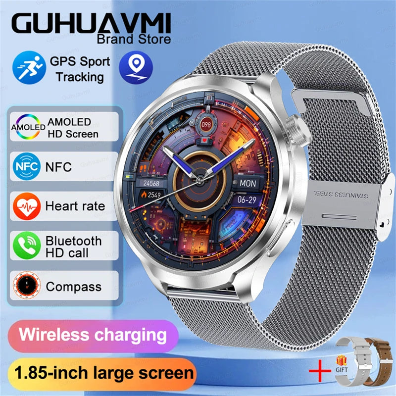 2025 New For HUAWEI GPS Sports smartwatch Men 1.85 AMOLED Screen Compass Altimeter Heart rate BP NFC Bluetooth Call Smart Watch