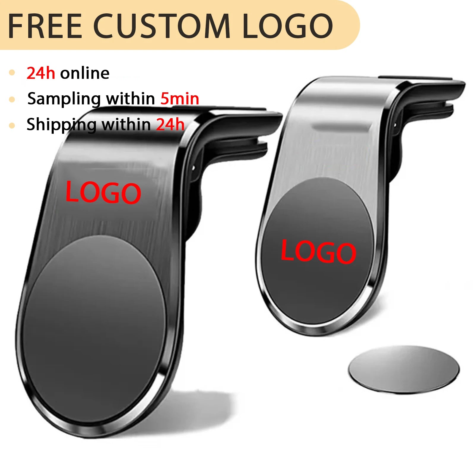 1Pcs Free Customized Logo  Magnetic Car Phone Holder in Car Phone Stand Clip Mount for Samsung Huawei iPhone Car Accessories