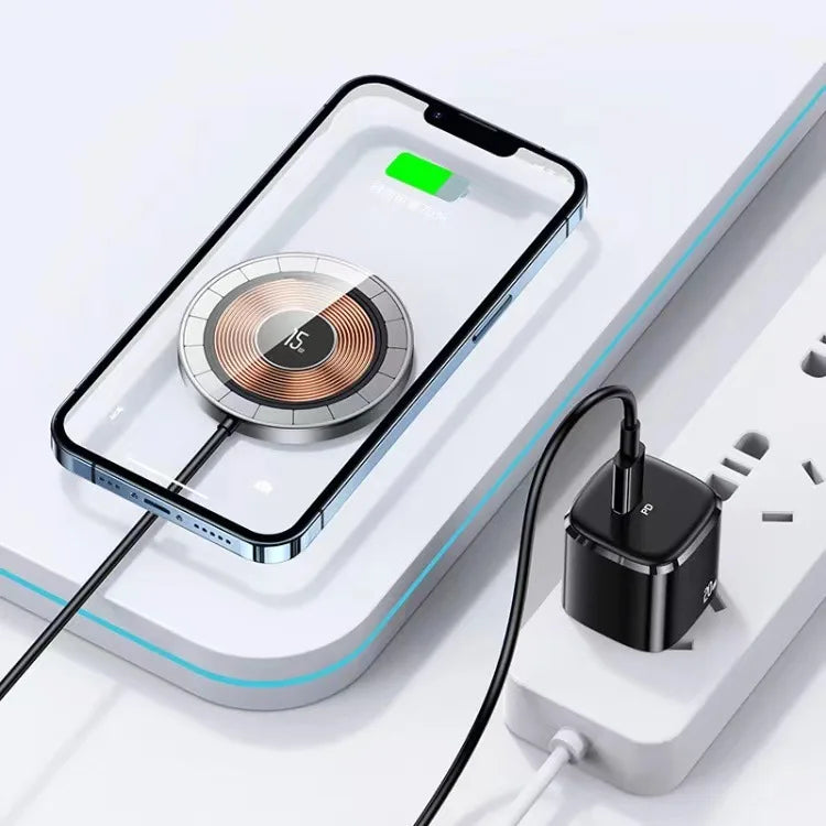 15W Magnetic Wireless Charger USB Type C Magnetic Fast Charging Pad Stand for iPhone 14 13 Pro Max Sumsang Xiaomi Huawei