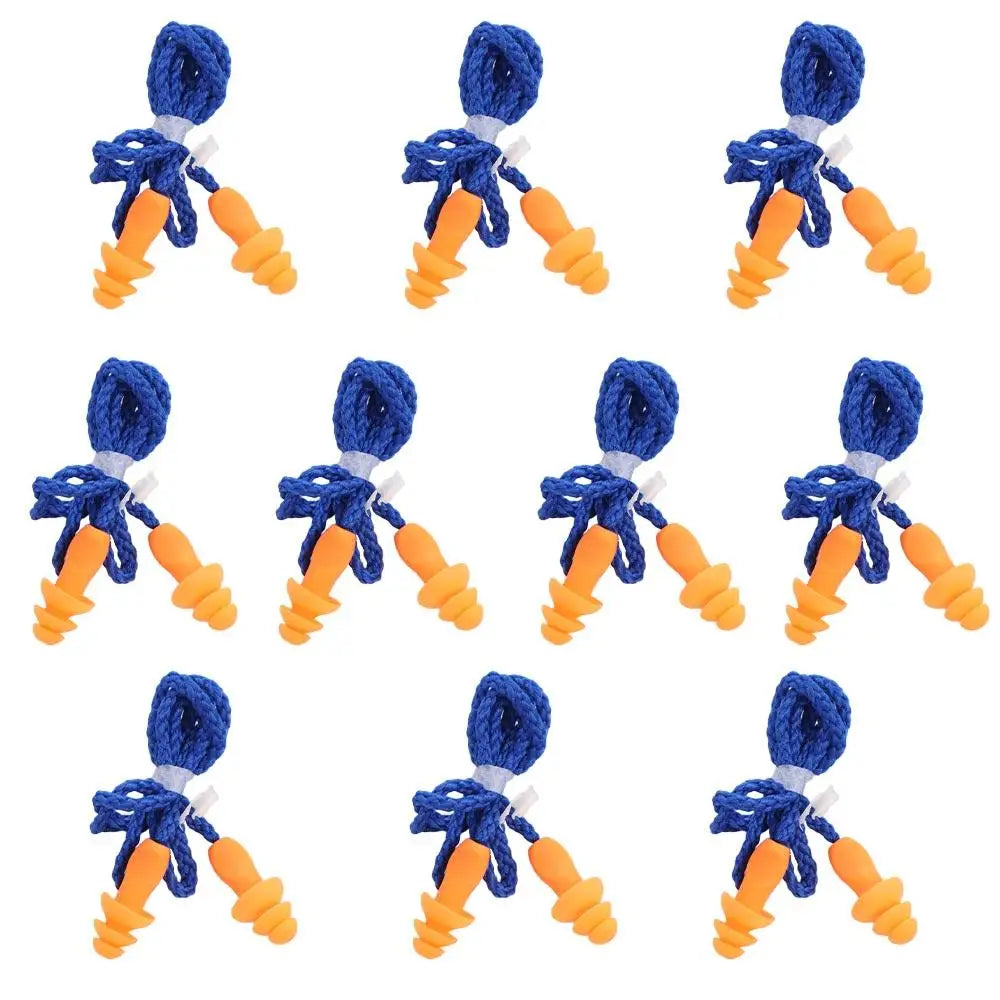 10PCS Travelling Corded Silicone Noise Earplug Tapered Noise Reduction Insulation Earplug Slow Rebound Soft Ear Plugs Sleep Aid
