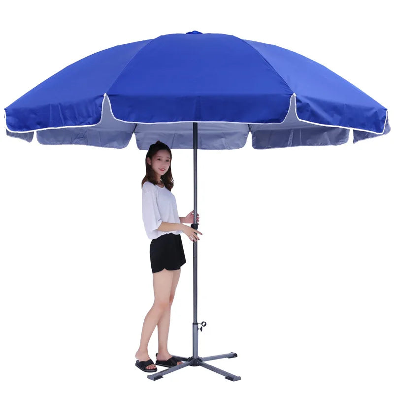 2023 Outdoor Sunshade Cross Umbrella with Black Diamond Iron Base for Seat Stall Advertising